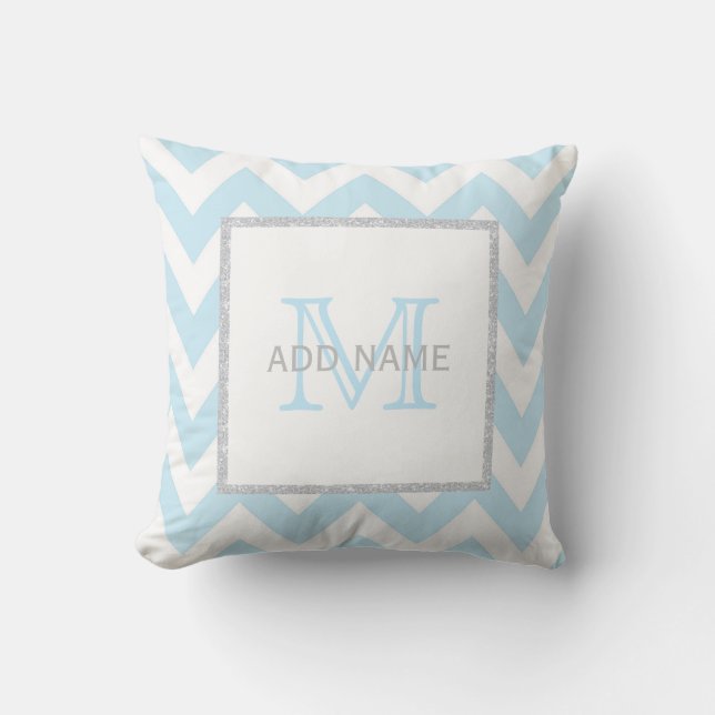 Almohada azul gris del bebé de Chevron del (Anverso)