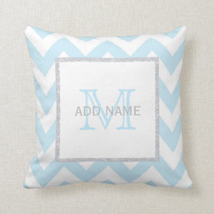 Almohada azul gris del bebé de Chevron del