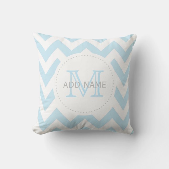 Almohada azul gris del bebé de Chevron del (Anverso)