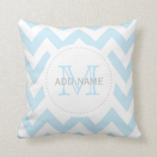 Almohada azul gris del bebé de Chevron del