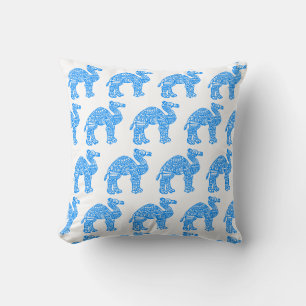 Almohada azul india de camello