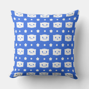 Almohada Azul Kawaii Cojín Caras Patrón de Estrell