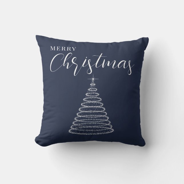 Almohada azul marino Feliz Navidad (Anverso)