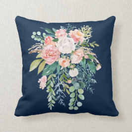Almohada azul marino floral