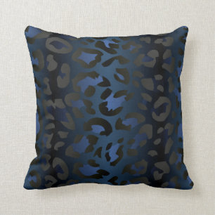 Almohada azul metálica de la piel del leopardo