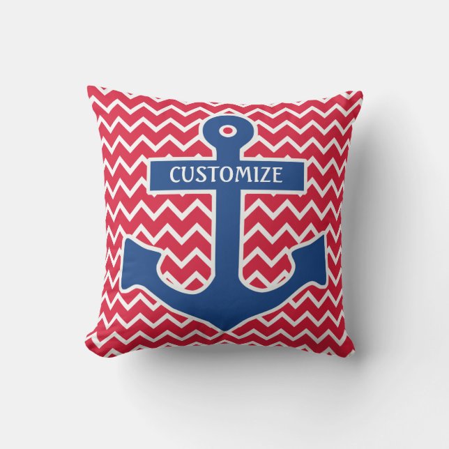Almohada azul náutica del ancla (Anverso)