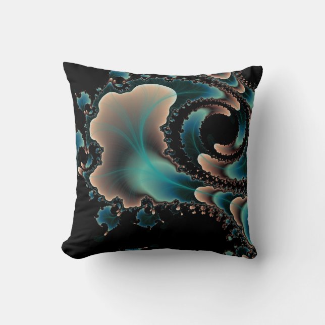 almohada azul negra y rosa de arte fractal (Anverso)