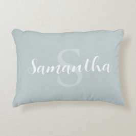 almohada azul personalizada con nombre inicial