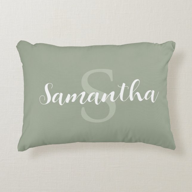 almohada azul personalizada con nombre inicial (Anverso)