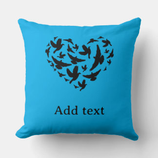 Almohada Azul Personalizada Con Pájaros Regalo De 