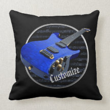 Almohada azul personalizada de la guitarra