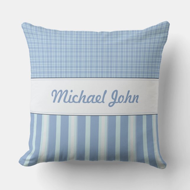 Almohada azul personalizada para bebés (Anverso)