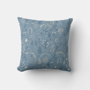 Almohada azul polvorienta botánica celestial boho