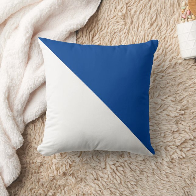 Almohada azul real diagonal de dos tonos (Manta)