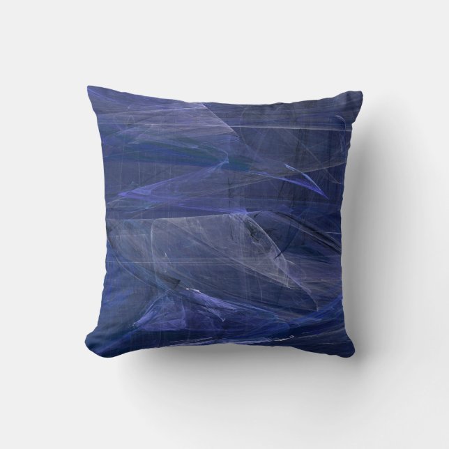 Almohada azul texturizada abstracta reversible (Anverso)