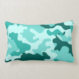 Almohada azul turquesa verde camo lumbar