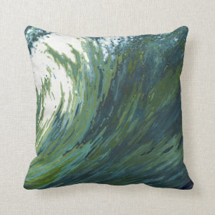 Almohada azul, verde y gris de la onda pacífica d