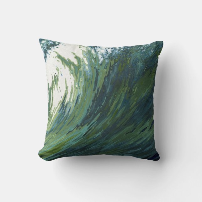 Almohada azul, verde y gris de la onda pacífica de (Anverso)
