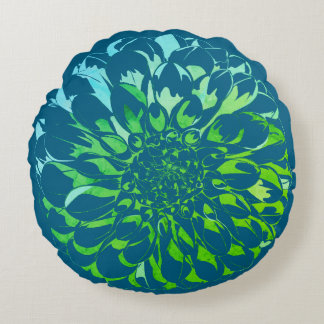Almohada azul verdoso de flor de dalia