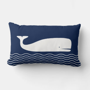 Almohada azul y blanca, ballena, guardería náutica