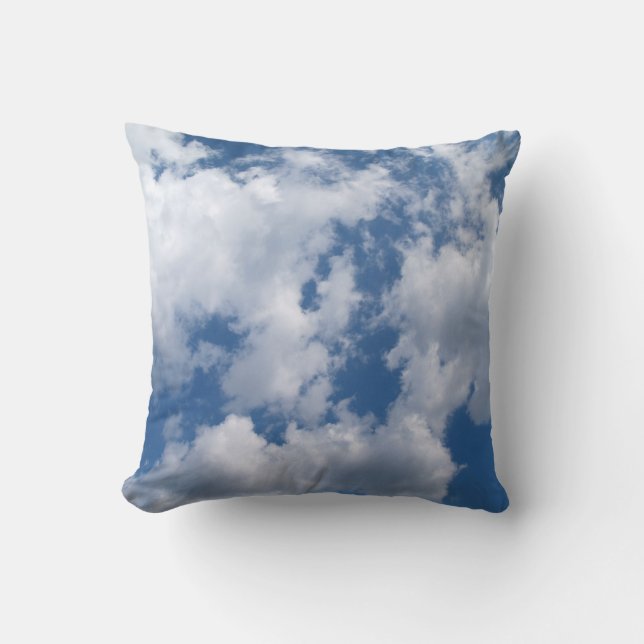 Almohada azul y blanca con cielo nublado (Anverso)