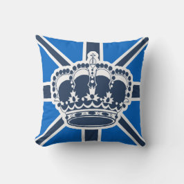 Almohada azul y blanca de la Corona