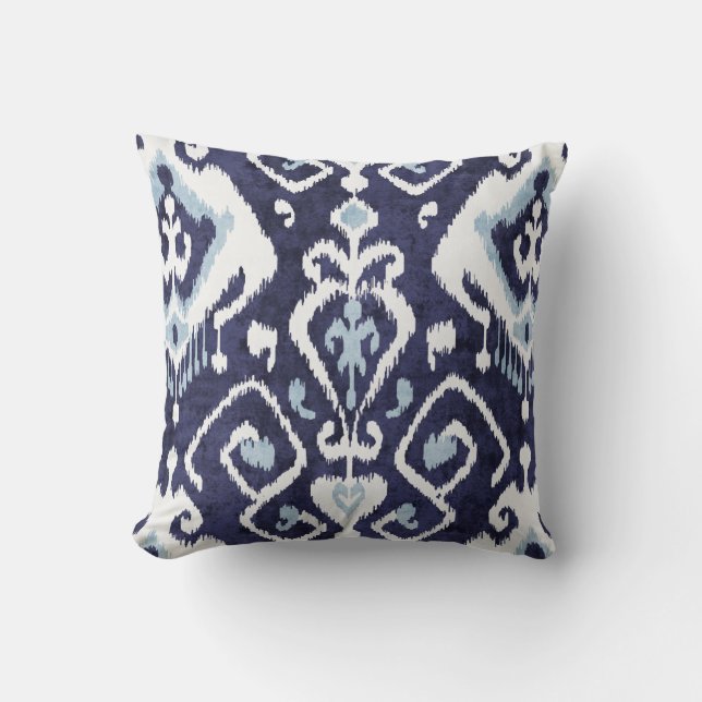 Almohada azul y blanca decorativa elegante moderna (Anverso)
