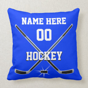 Almohada azul y blanca del hockey PERSONALIZADA