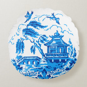 Almohada azul y blanca del sauce azul de China
