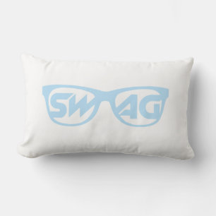 Almohada azul y blanca franja de 2 lados