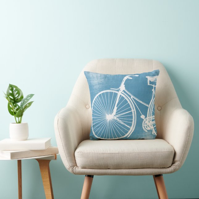 Almohada azul y blanca para bicicletas (Silla)