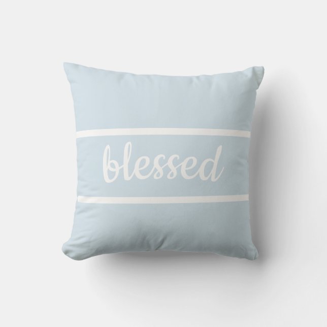 almohada azul y blanco con bendición (Anverso)
