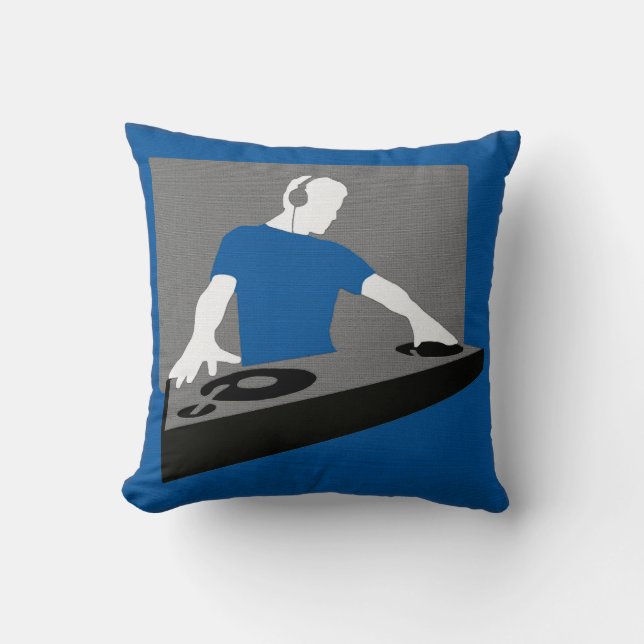 Almohada azul y gris para DJ (Anverso)