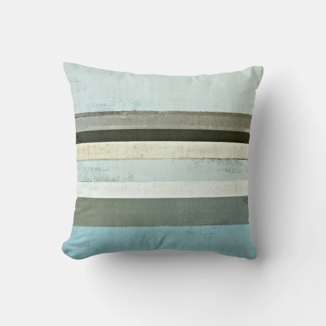 Almohada azul y gris "seria" del arte abstracto (Anverso)