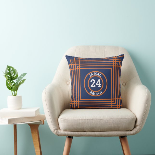 almohada azul y Naranja de lanzamiento (Silla)