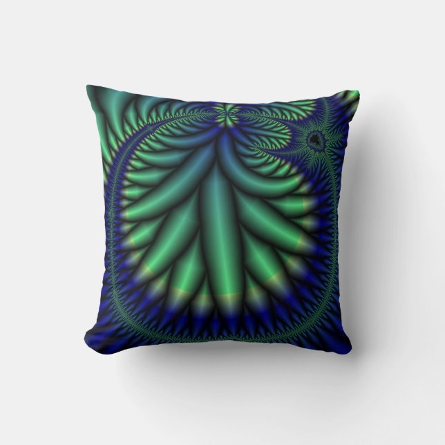 almohada azul y verde de arte fractal (Anverso)