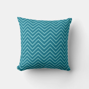 almohada azul zig zag patrón. almohada de arte pop