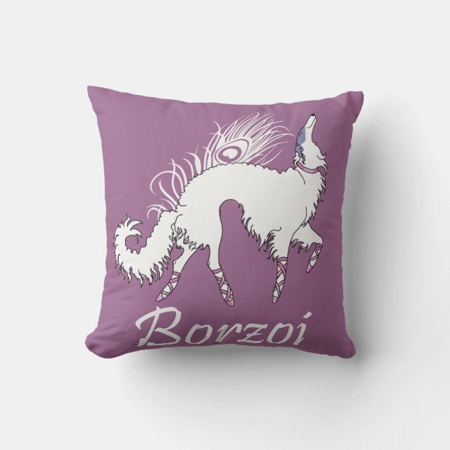 Almohada Ballet Borzoi Blanco-Rosa (Anverso)