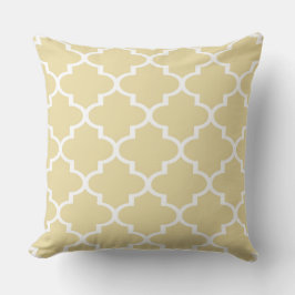 Almohada beige blanca de celosía de cuatro hojas