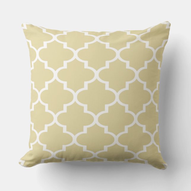 Almohada beige blanca de celosía de cuatro hojas (Anverso)