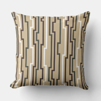 Almohada beige marrón con estampado en zig-zag