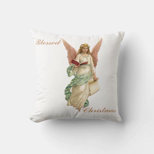 Almohada bendecida 16" del ángel del navidad (Anverso)