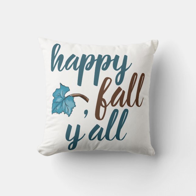 Almohada Blanca con Frase de Feliz Otoño para Todo (Anverso)