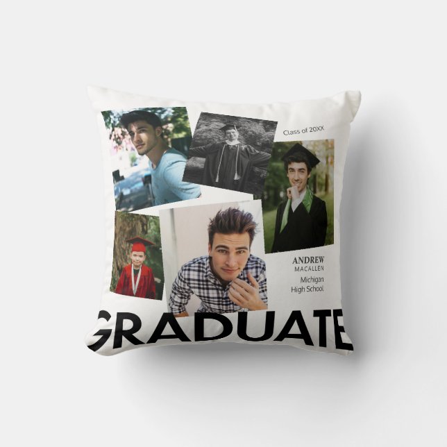 Almohada Blanca con Monograma de Graduado 3 (Anverso)