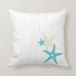 Almohada blanca cuadrada de las estrellas de mar