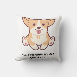 Almohada Blanca de 16×16 con cita de perro lindo