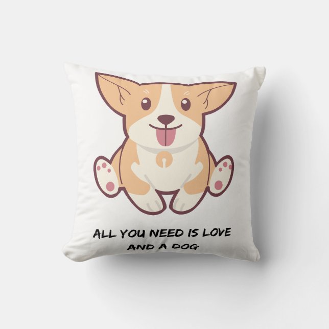 Almohada Blanca de 16×16 con cita de perro lindo (Anverso)