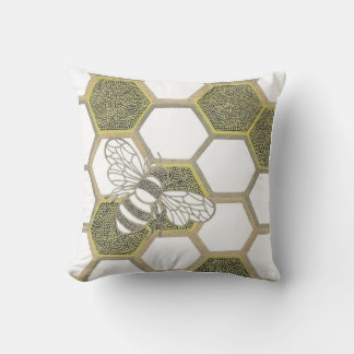 Almohada blanca de abeja y abeja