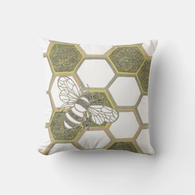 Almohada blanca de abeja y abeja (Anverso)