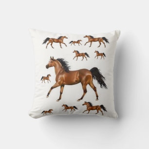 Almohada Blanca de Caballo Marrón Brillante y Eleg